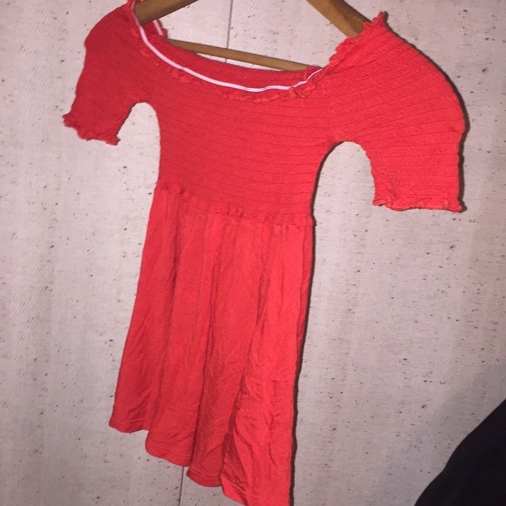 Bright red off the shoulder top